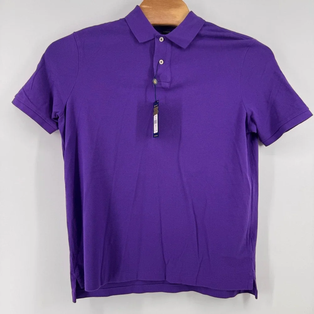 Polo Ralph Lauren Polo Shirt Mens L Purple Classic Fit Mesh Short Sleeve Cotton